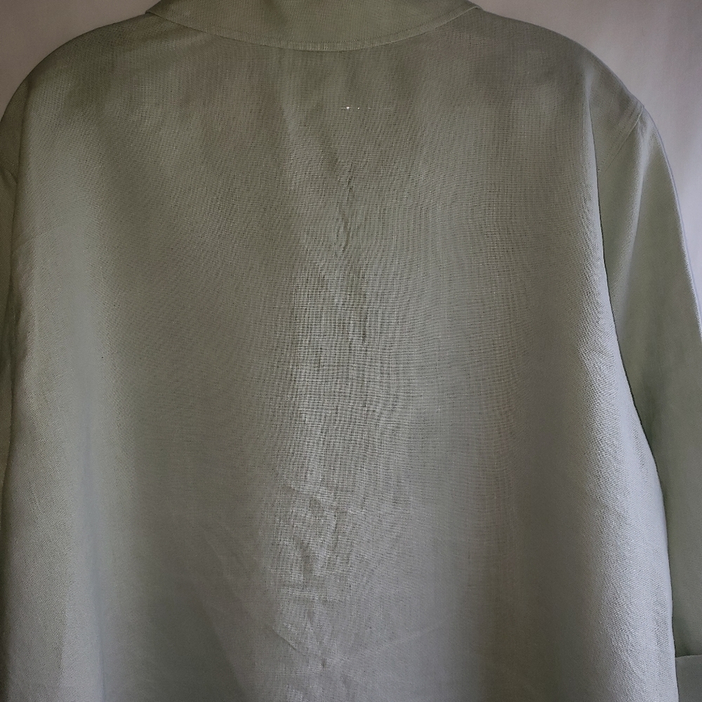 Linden Hill 100% Linen Button up shirt top blouse Olive women’s size X. - Picture 2 of 6